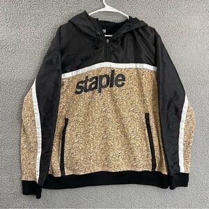 Staple Pigeon Hoodie Men XL Black Cork Print 1/4 Zip‎ Pullover
